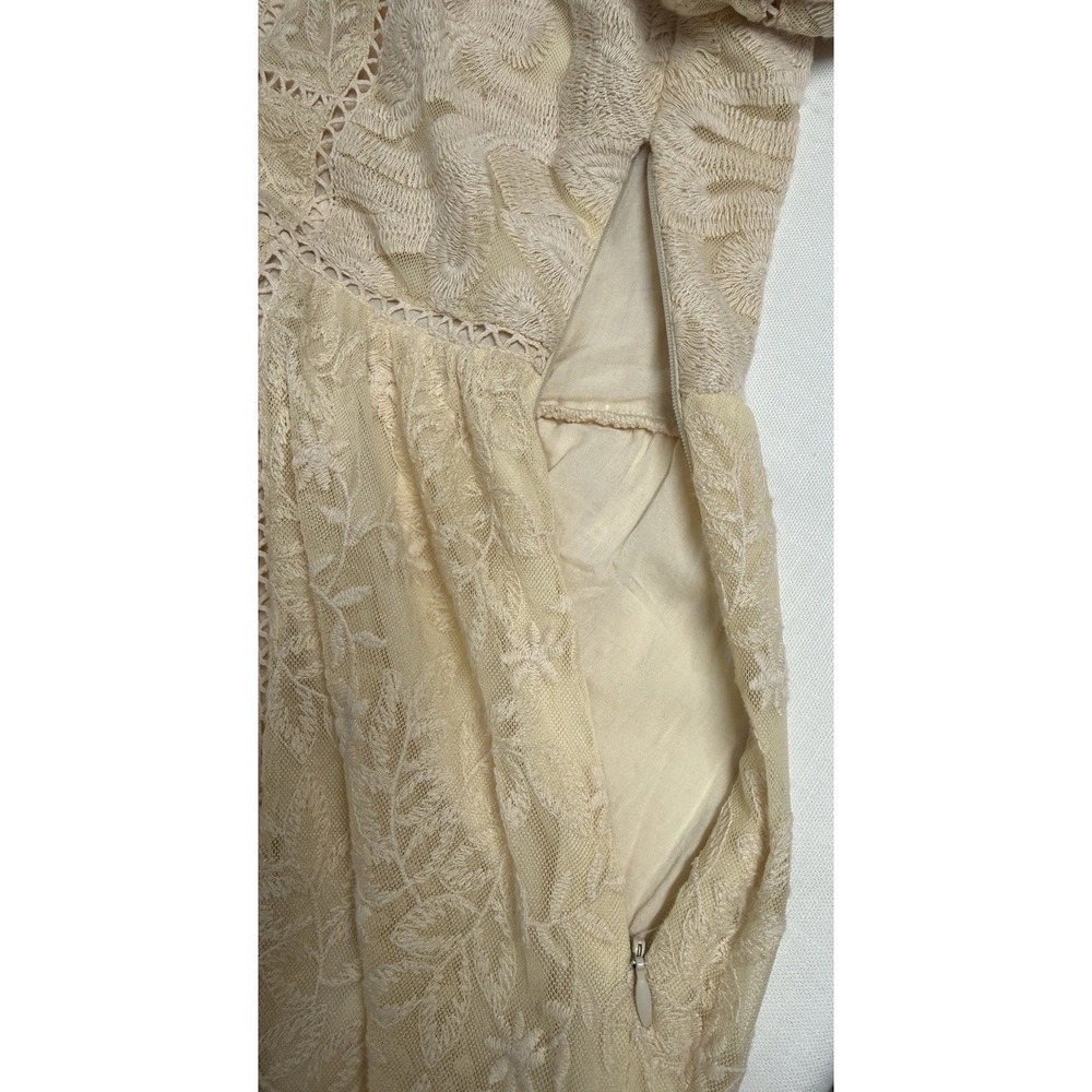 Free People Boho Dress Mountain Laurel Lace Crochet Almond Beige Ivory SZ‎ 2 - Picture 9 of 13